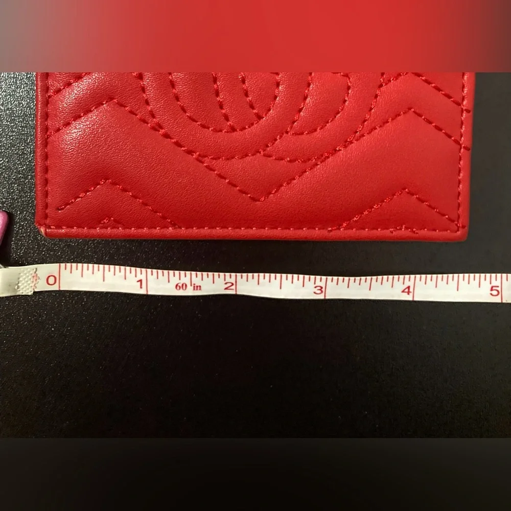 Luxurious Women’s Red with Gold Hardware Quilted Snap Button Zipper Wallet Purse